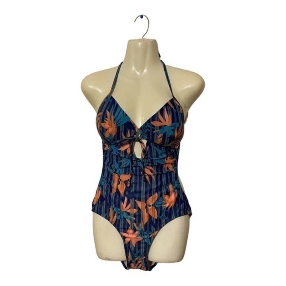 Unbranded Blue Floral Sweetheart Monokini Bathing Suit Size XXL